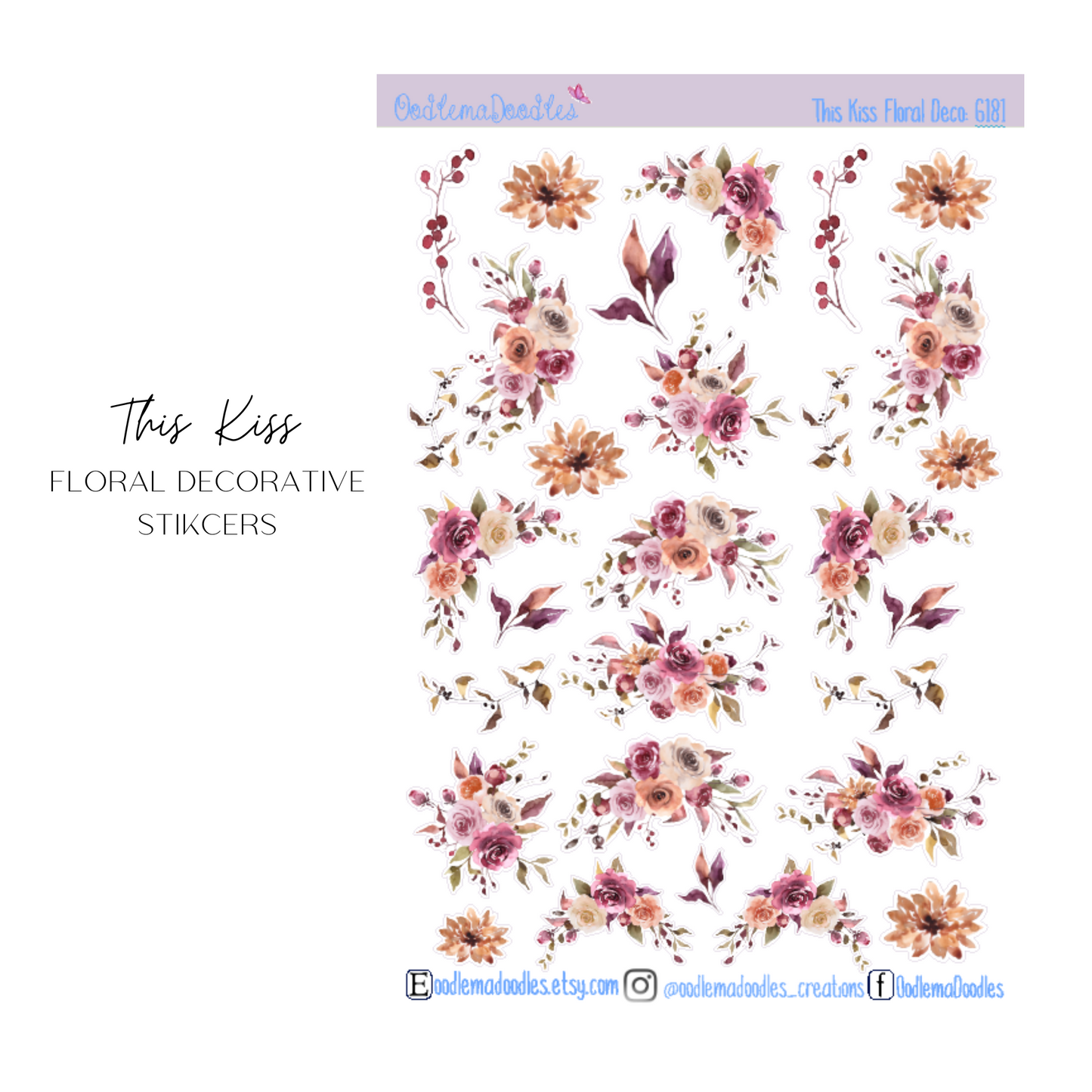 This Kiss Floral Decorative Stickers