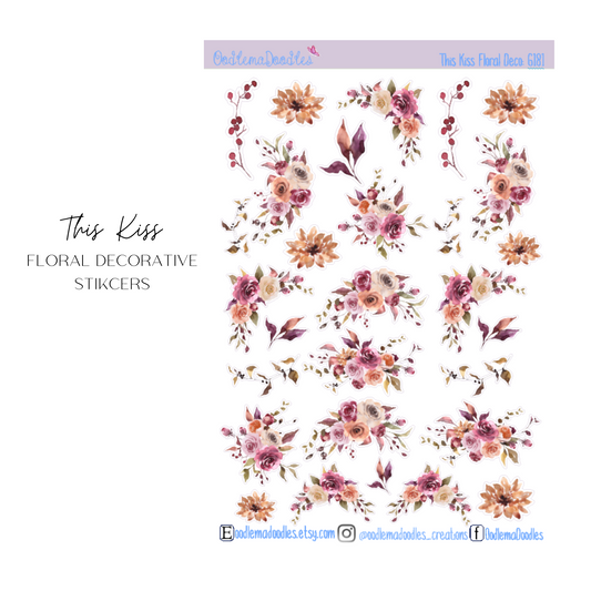 This Kiss Floral Decorative Stickers