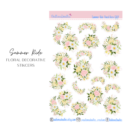 Summer Ride Floral Decorative Stickers