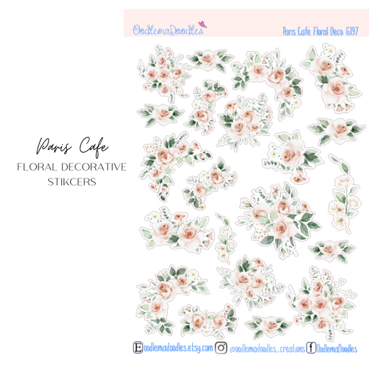 Paris Cafe Floral Decorative Stickers