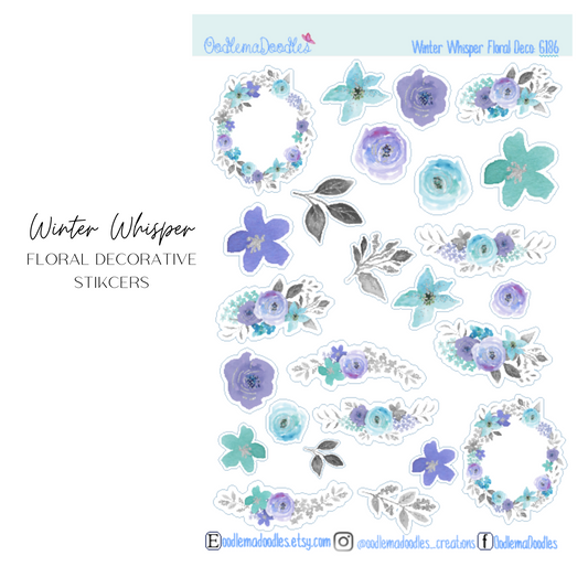 Winter Whisper Floral Decorative Stickers