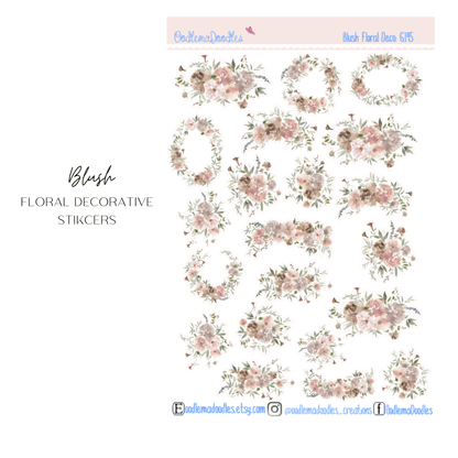 Blush Floral Decorative Stickers - oodlemadoodles