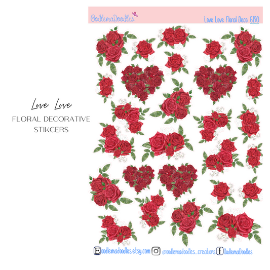Love Love Floral Decorative Stickers