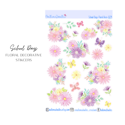 School Days Floral Decorative Stickers