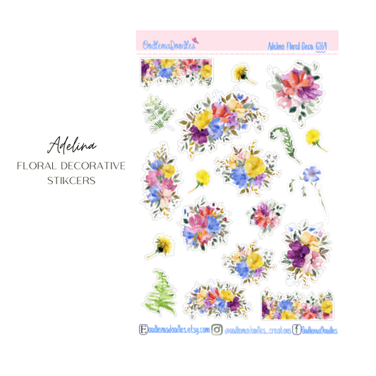 Adelina Floral Decorative Stickers - oodlemadoodles