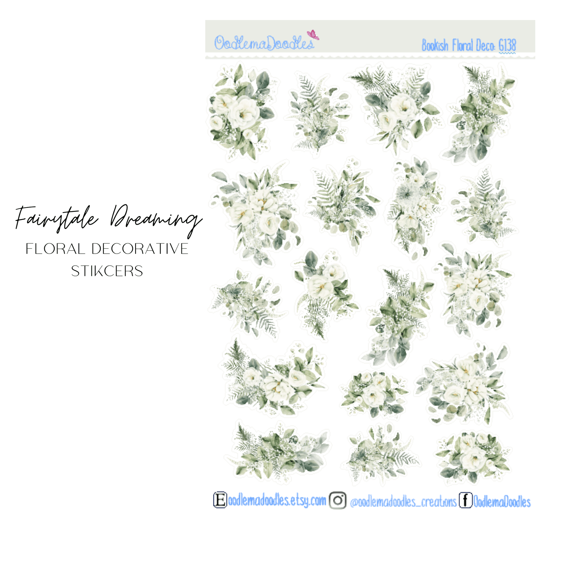 Bookish Floral Decorative Stickers - oodlemadoodles