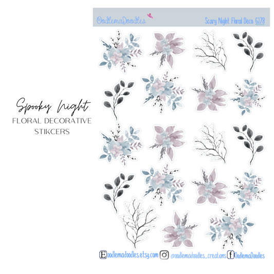 Spooky Night Floral Decorative Stickers