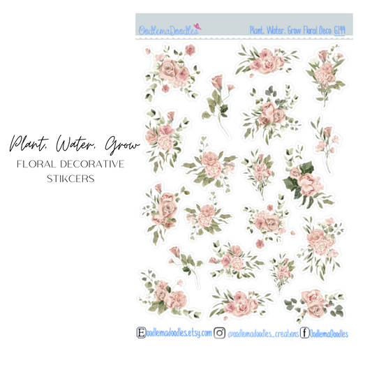 Plant Water Grow Floral Decorative Stickers