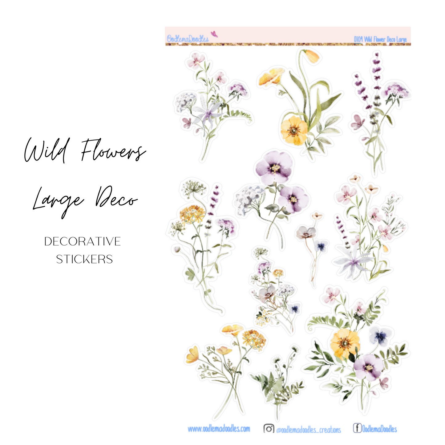 Wild Flower Large Decorative Planner Stickers