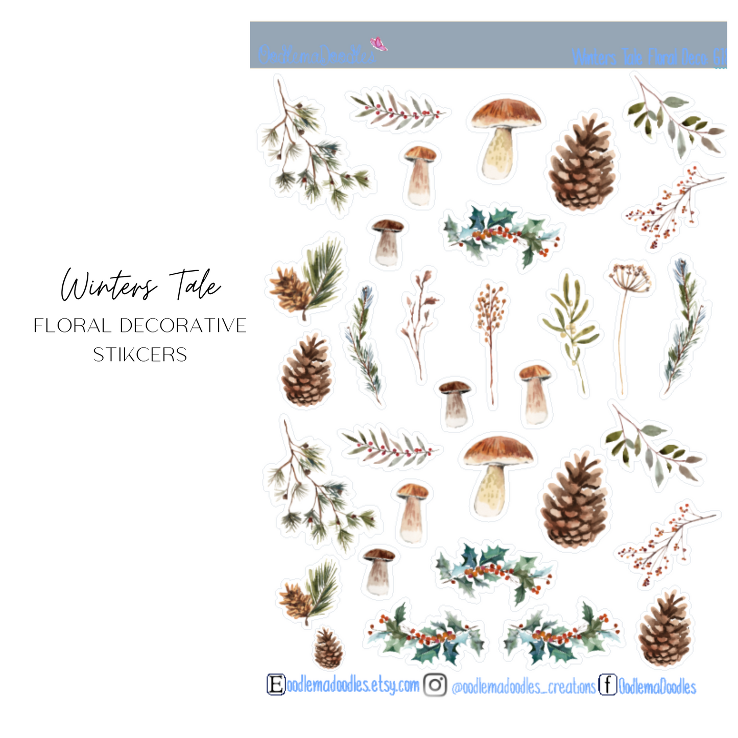 Winters Tale Floral Decorative Stickers
