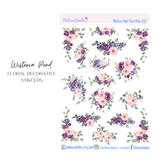 Wisteria Pond Floral Decorative Stickers