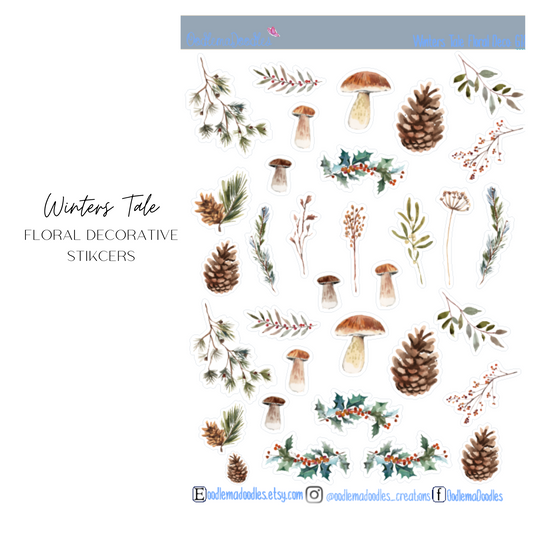 Winters Tale Flower Large Decorative Planner Stickers