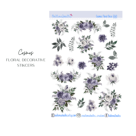 Cosmos Floral Decorative Stickers - oodlemadoodles