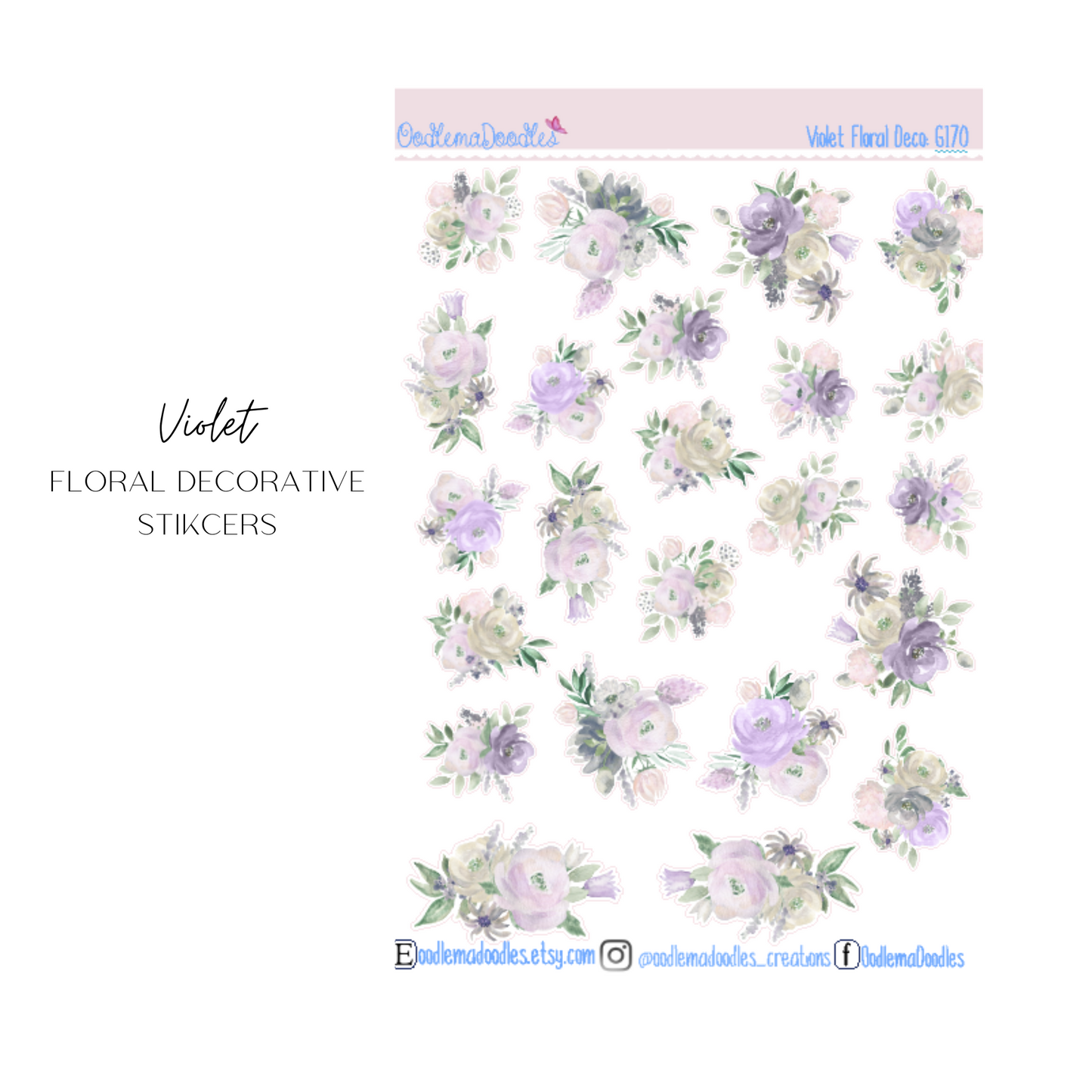 Violet Floral Decorative Stickers