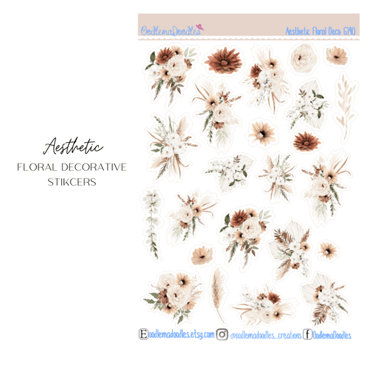 Aesthetic Floral Decorative Stickers - oodlemadoodles