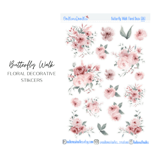Butterfly Walk Floral Decorative Stickers - oodlemadoodles