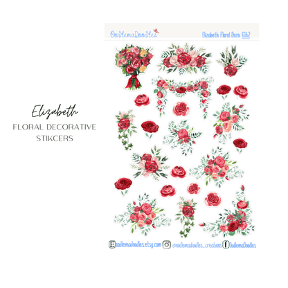 Elizabeth Floral Decorative Stickers - oodlemadoodles