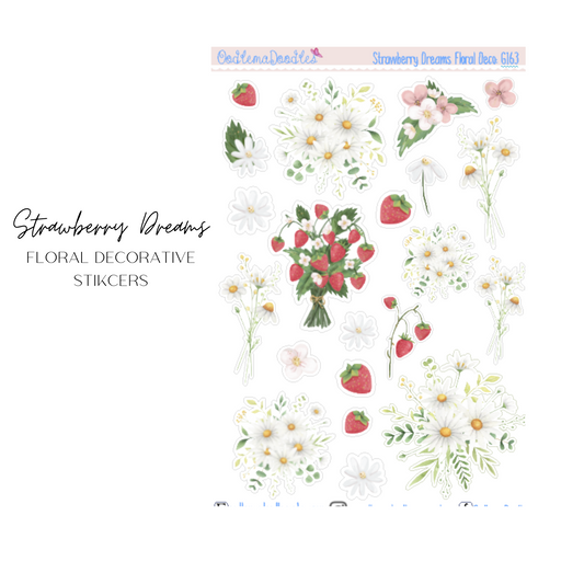 Strawberry Dreams Floral Decorative Stickers