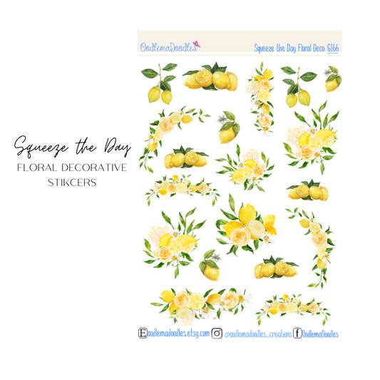 Squeeze the Day Floral Decorative Stickers