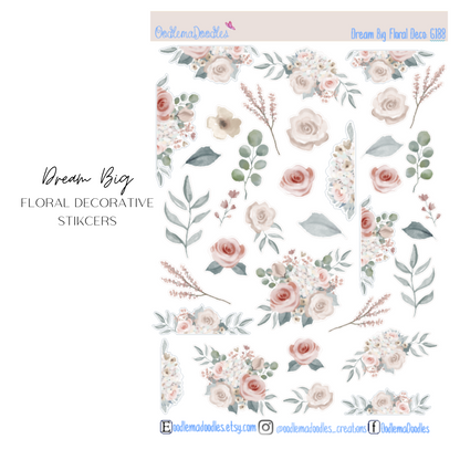 Dream Big Floral Decorative Stickers