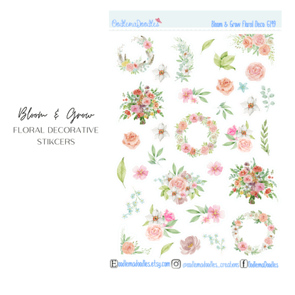 Bloom & Grow Floral Decorative Stickers - oodlemadoodles