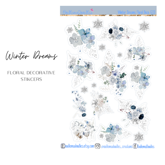 Winter Dreams Floral Decorative Stickers