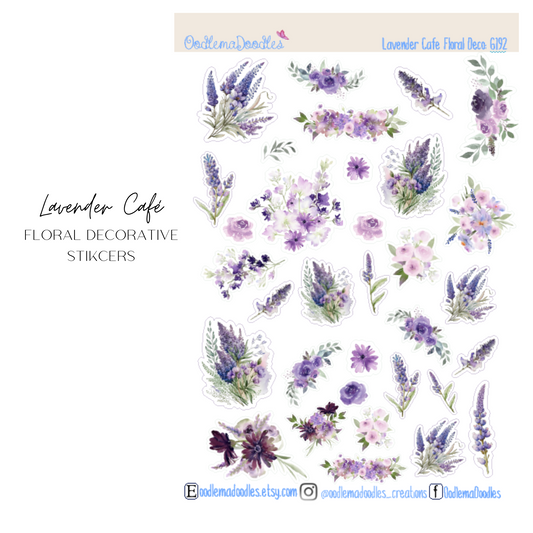 Lavender Cafe Floral Decorative Stickers