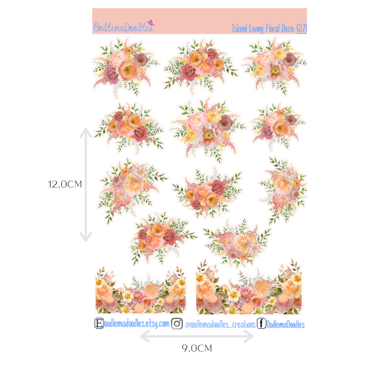 Island Dreaming Floral Decorative Stickers