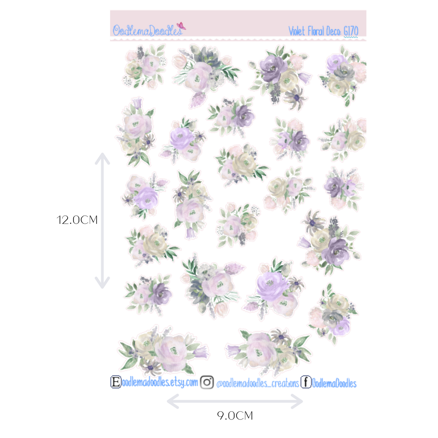 Violet Floral Decorative Stickers