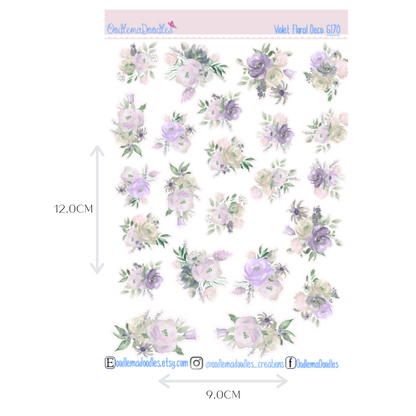 Violet Floral Decorative Stickers