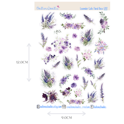 Lavender Cafe Floral Decorative Stickers