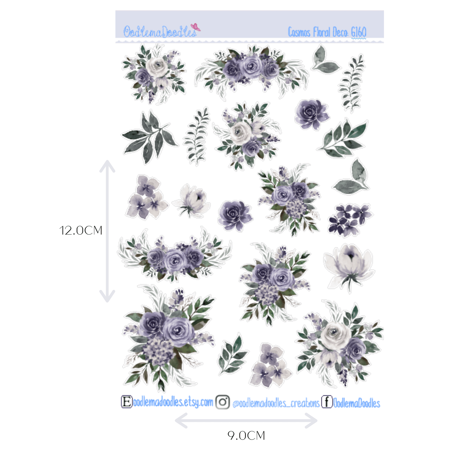 Cosmos Floral Decorative Stickers - oodlemadoodles