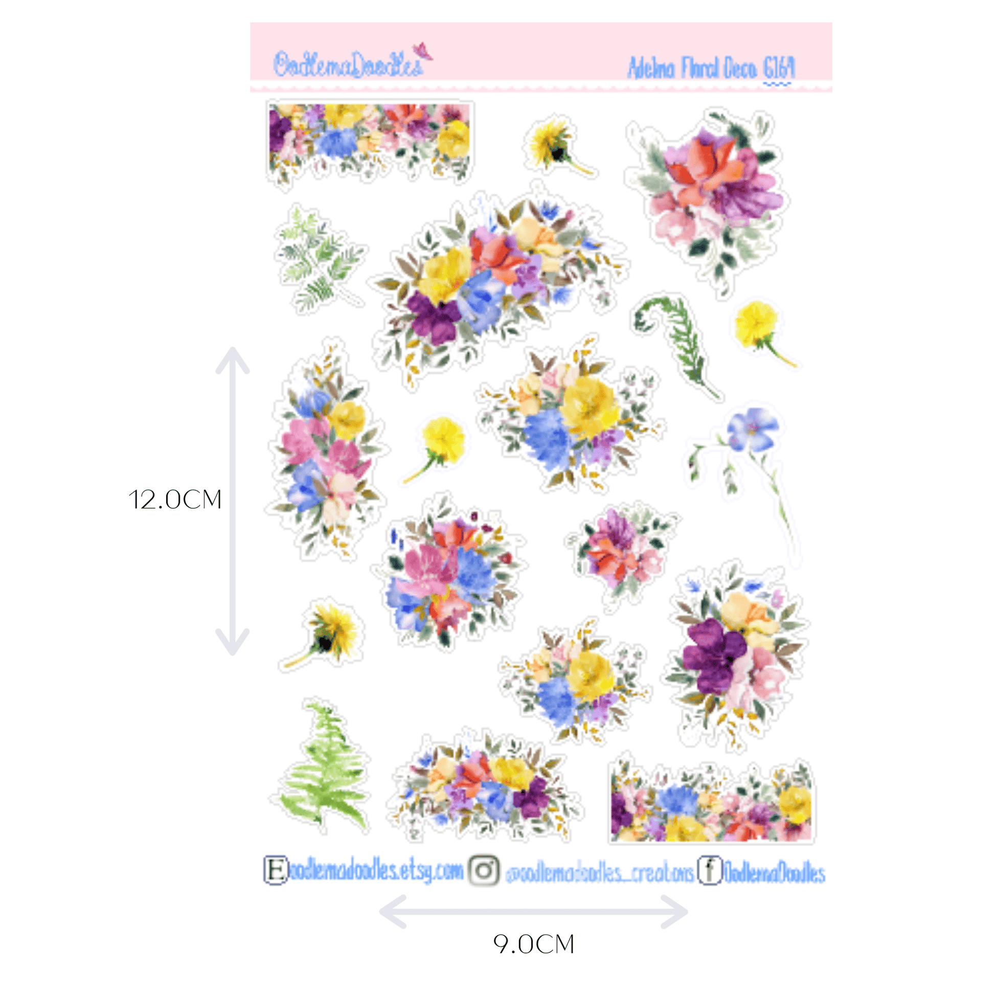 Adelina Floral Decorative Stickers - oodlemadoodles