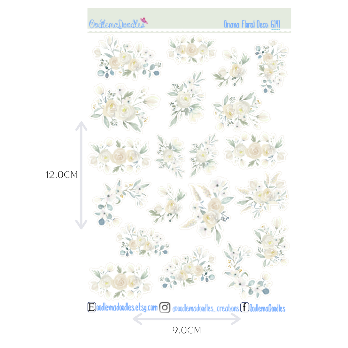 Oriana Floral Decorative Stickers