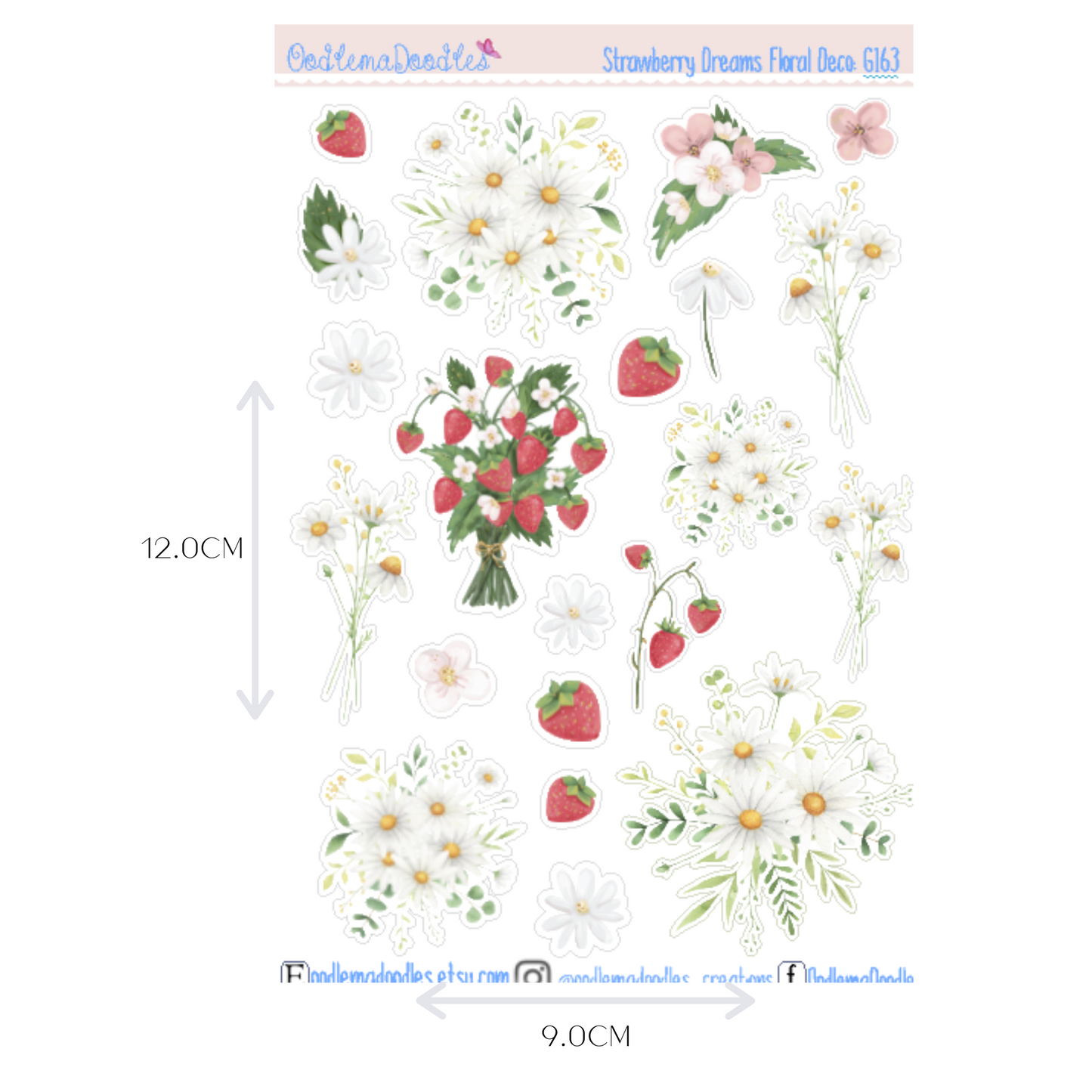 Strawberry Dreams Floral Decorative Stickers