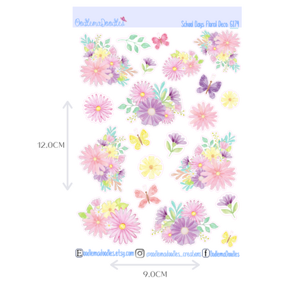 School Days Floral Decorative Stickers