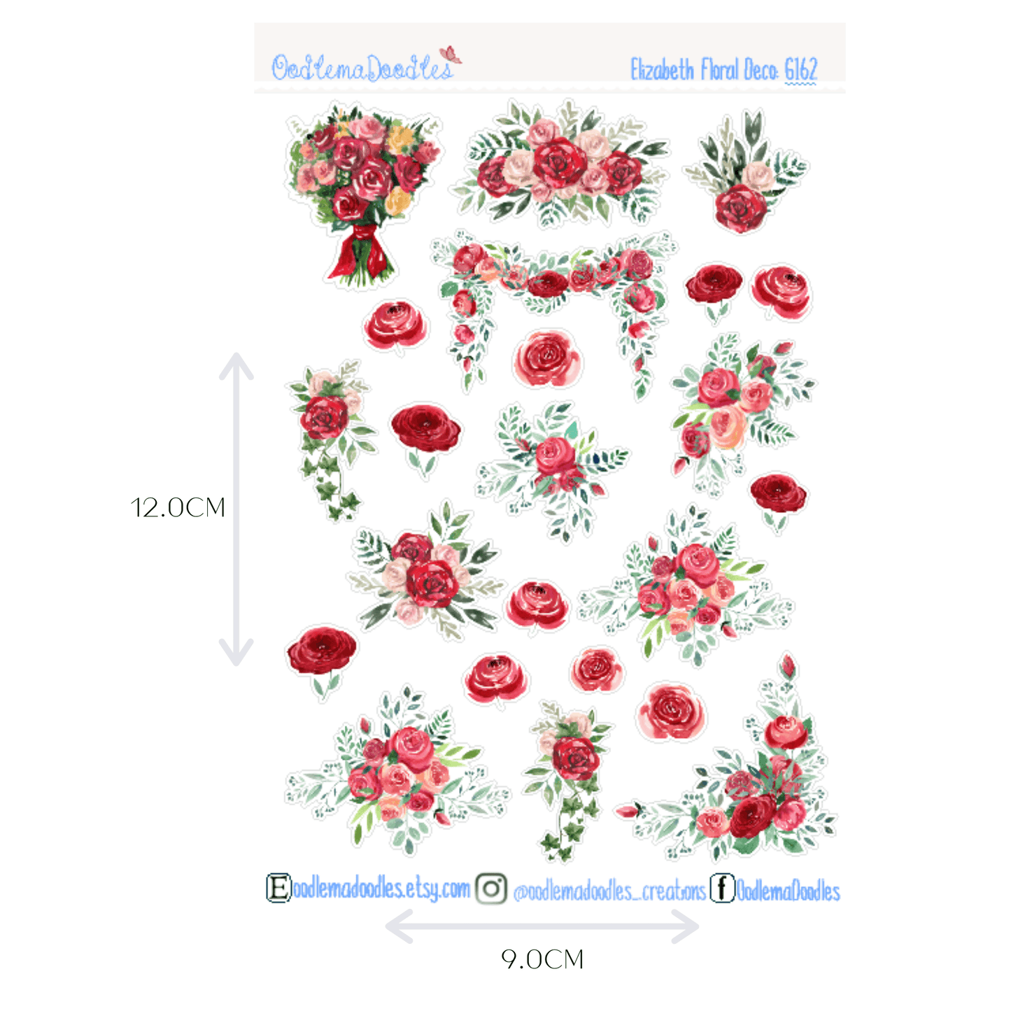 Elizabeth Floral Decorative Stickers - oodlemadoodles