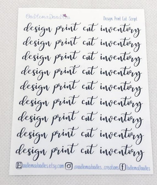 Design - Cut - Print - Inventory Script Stickers - oodlemadoodles