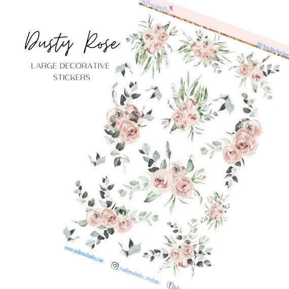 Dusty Rose Large Decorative Planner Stickers - oodlemadoodles