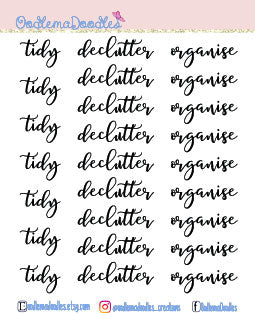 Organise Tidy Declutter Scripts (Embossed)