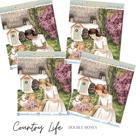 Country Life Decorative Double Box Sticker - oodlemadoodles
