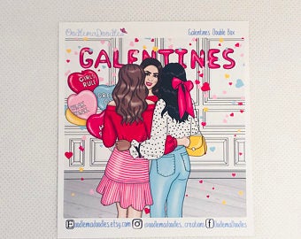 Galentine Decorative Double Box Sticker