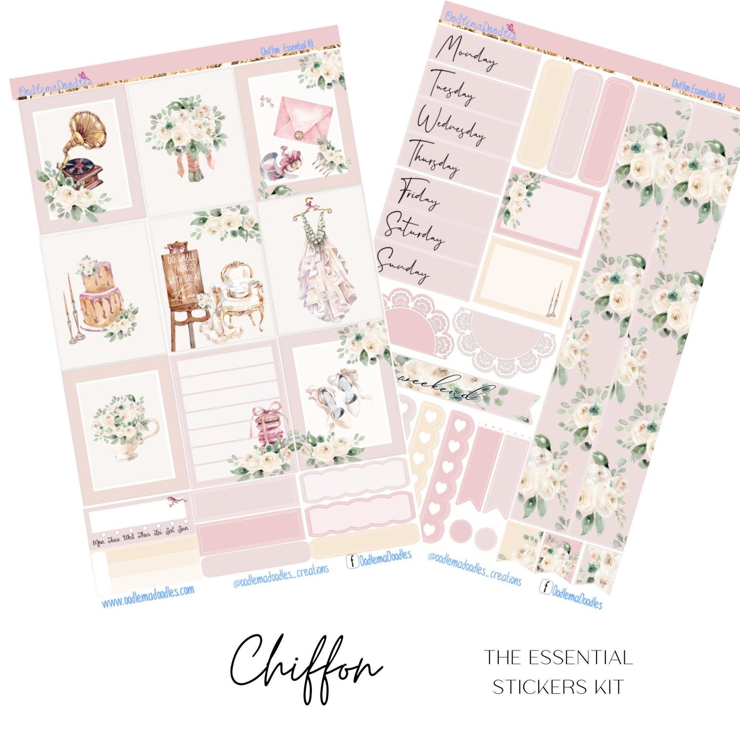 Chiffon Essential Planner Sticker Kit - oodlemadoodles