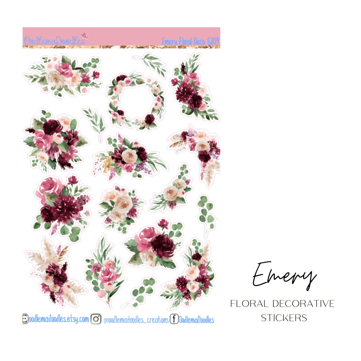 Emery Floral Decorative Stickers