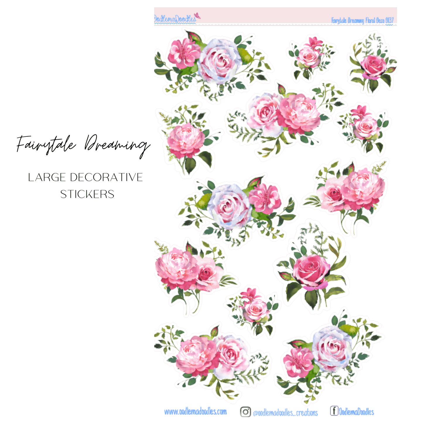 Fairytale Dreaming Flower Large Decorative Planner Stickers