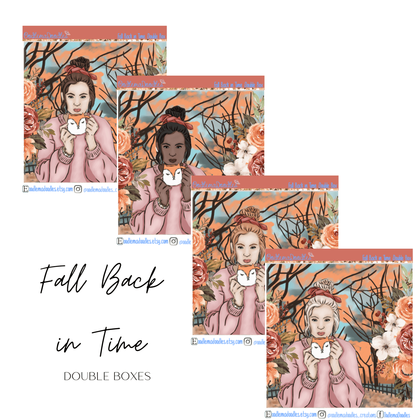 Fall Back in Time Decorative Double Box Sticker