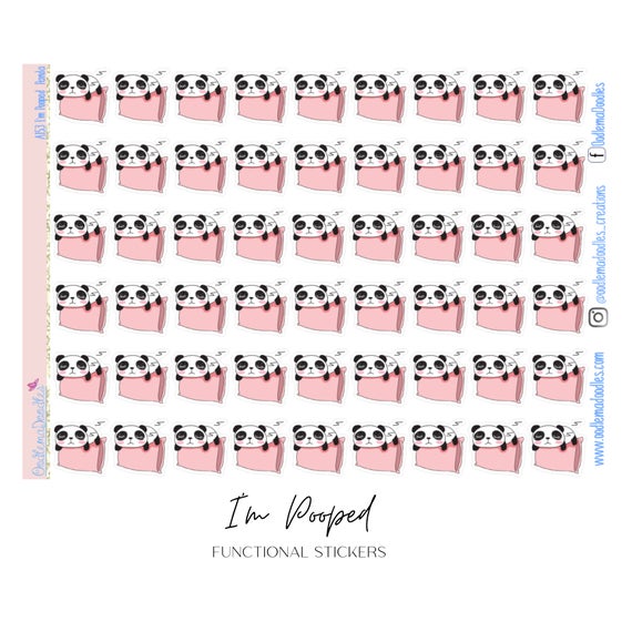 Kawaii Panda I'm Pooped Stickers