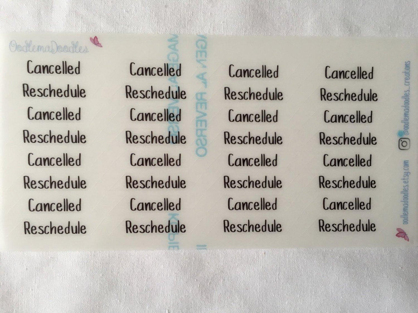 Cancelled/ Reschedule Stickers - oodlemadoodles