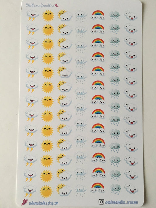 Kawaii Mixed Weather Stickers: