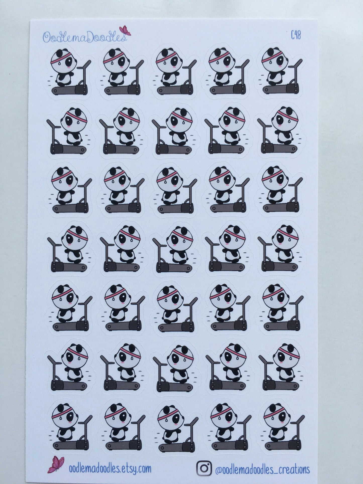 Kawaii Panda Treadmill Stickers : C48